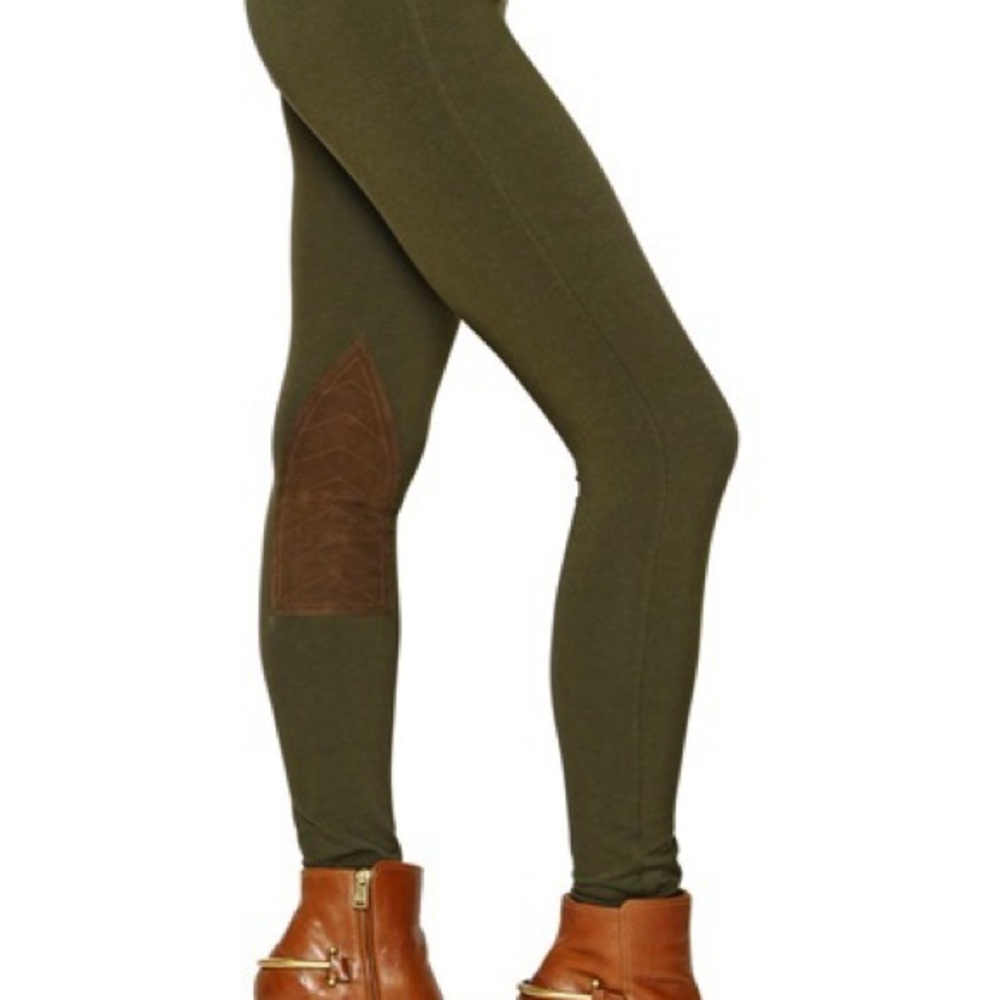Polo Ralph Lauren Women's Size XSmall Olive Green Suede Patch Leggings
